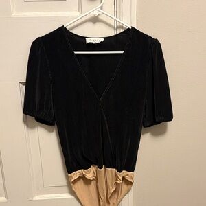 Wayf Black and Tan Bodysuit